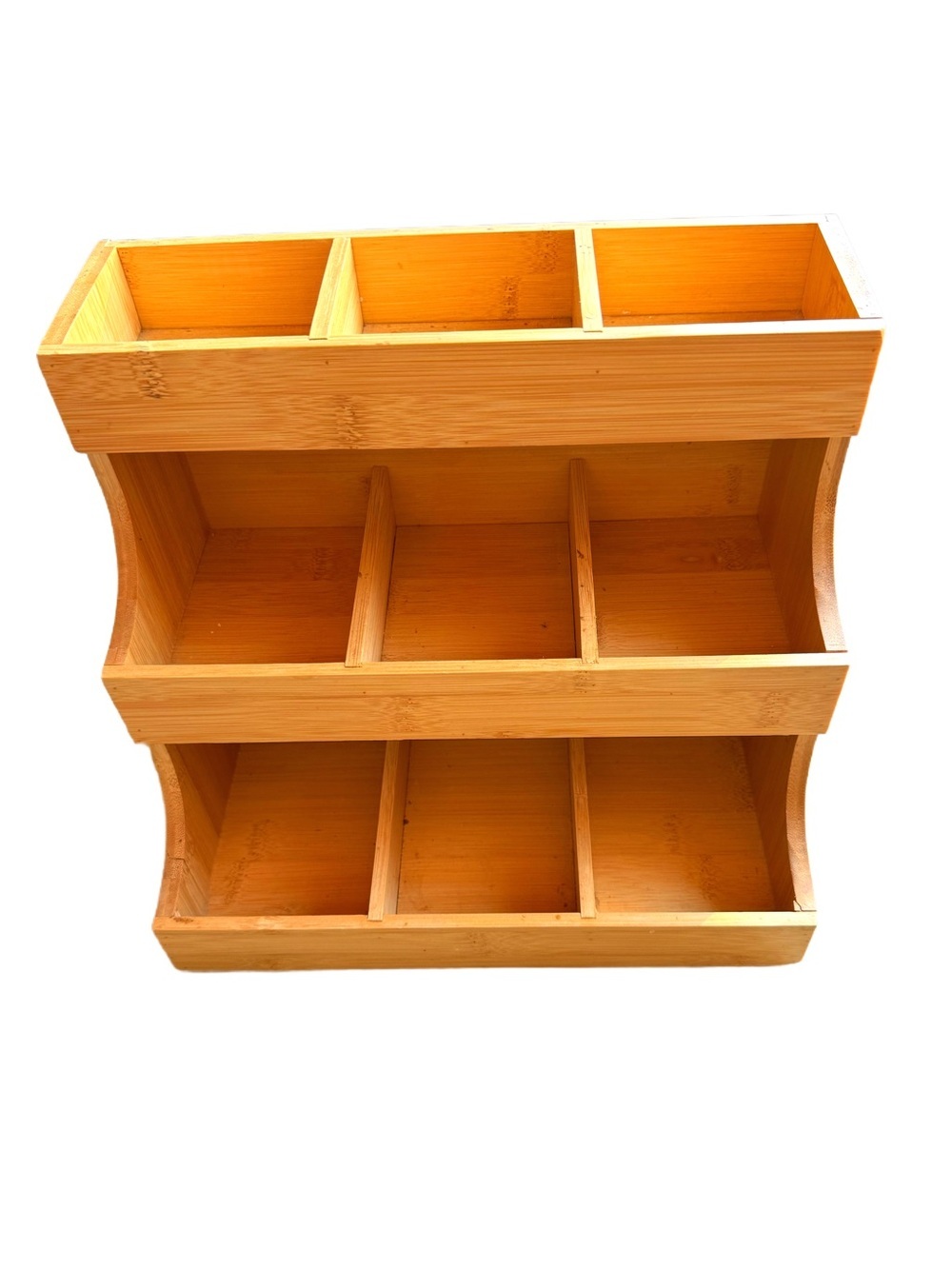 Wooden Bamboo 9-Compartment Organizer - Natural